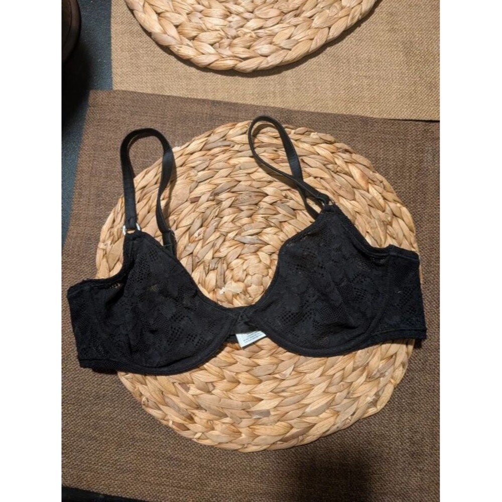 Fleur du Mal Black Lace Unlined Underwire Bra Size US 34 UK 34 FR 90 EU 75
